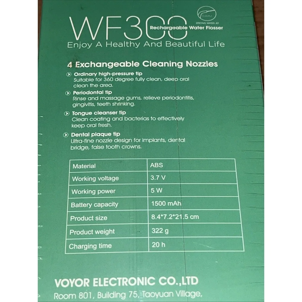 VOYOR Water Flosser Oral Irrigator Cordless Rechargeable Dental Water New/Sealed